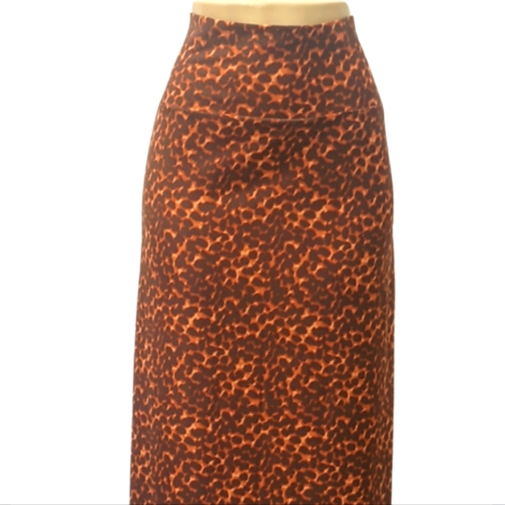 Womens Leopard Cheetah Stretchy  High Waisted Midi Flare Skirt